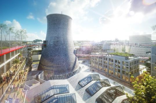 Image of a smart district, plants and buildings