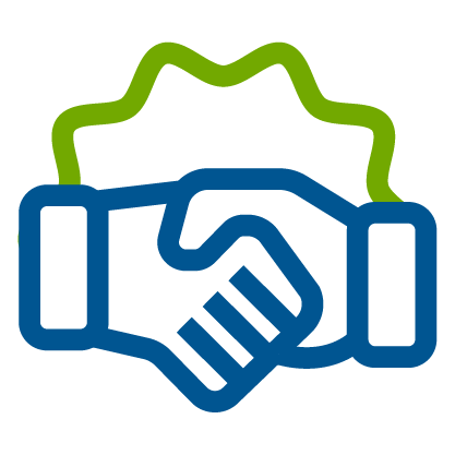 Handshake blue on a green stylised award