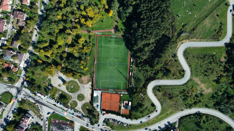 Football pitch in a green environment
