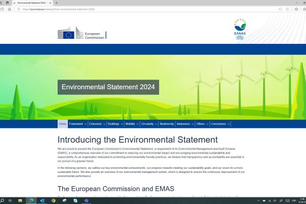 Screenshot of the landing page of the 2024 html EC Environmental Statement